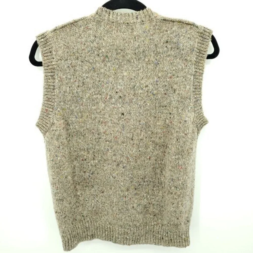 VTG Heather & Tweed Argyle Print V-Neck Sweater Vest L Tan/Brown
